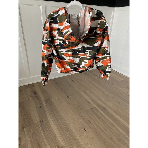 New Look Womens Orange Green and Black Camo Full Zip Hooded Jacket Size Medium - Picture 3 of 9